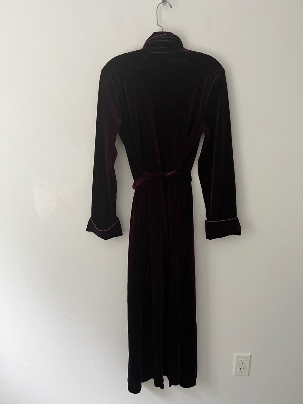 Lauren Ralph Lauren Velvet Shawl Long Bath Robe Logo Red Small - Picture 7 of 13